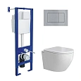 Комплект инсталляции BERGES АТОМ 410 с клавишей смыва Atom хром глянец, унитазом OKUS Rimless 49 см и сиденьем микролифт, быстросъём 043395 Комплект инсталляции BERGES АТОМ 410 с клавишей смыва Atom хром глянец, унитазом OKUS Rimless 49 см и сиденьем микролифт, быстросъём 043395