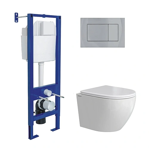 Комплект инсталляции BERGES АТОМ 410 с клавишей смыва Atom хром глянец, унитазом OKUS Rimless 49 см и сиденьем микролифт, быстросъём 043395 Комплект инсталляции BERGES АТОМ 410 с клавишей смыва Atom хром глянец, унитазом OKUS Rimless 49 см и сиденьем микролифт, быстросъём 043395