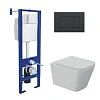 Комплект инсталляции BERGES АТОМ 410 с клавишей смыва Atom черная Soft Touch, унитазом FLOE S Rimless 51 см и сиденьем Floe S Slim SO, микролифт, быстросъём 043367