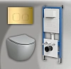 Комплект инсталляции GROSSMAN 900.K31.01.000 с клавишей смыва 700.K31.02.300.300 золото и унитазом GROSSMAN GR-4455GLMS арт.97.4455GLMS.02.300