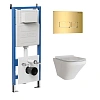 Комплект инсталляции GROSSMAN 900.K31.01.000 с клавишей смыва 700.K31.03.300.300 золото и унитазом GROSSMAN GR-4440S арт.97.4440S.03.300