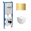 Комплект инсталляции GROSSMAN 900.K31.01.000 с клавишей смыва 700.K31.03.300.300 золото и унитазом GROSSMAN GR-4447S арт.97.4447S.03.300