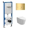 Комплект инсталляции GROSSMAN 900.K31.01.000 с клавишей смыва 700.K31.03.300.300 золото и унитазом GROSSMAN GR-4477SQ арт.97.4477SQ.03.300