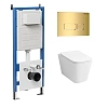 Комплект инсталляции GROSSMAN 900.K31.01.000 с клавишей смыва 700.K31.03.300.300 золото и унитазом GROSSMAN GR-4479SQ арт.97.4479SQ.03.300