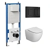 Комплект инсталляции GROSSMAN 900.K31.01.000 с клавишей смыва 700.K31.04.21M.21M черный матовый и унитазом GROSSMAN GR-4411SQ арт.97.4411SQ.04.21M