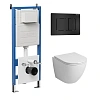 Комплект инсталляции GROSSMAN 900.K31.01.000 с клавишей смыва 700.K31.04.21M.21M черный матовый и унитазом GROSSMAN GR-4455SQ арт.97.4455SQ.04.21M