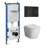 Комплект инсталляции GROSSMAN 900.K31.01.000 с клавишей смыва 700.K31.04.21M.21M черный матовый и унитазом GROSSMAN GR-4478SQ арт.97.4478SQ.04.21M