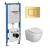 Комплект инсталляции GROSSMAN 900.K31.01.000 с клавишей смыва 700.K31.04.30M.30M золото и унитазом GROSSMAN GR-4411SQ арт.97.4411SQ.04.30M