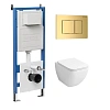 Комплект инсталляции GROSSMAN 900.K31.01.000 с клавишей смыва 700.K31.04.30M.30M золото и унитазом GROSSMAN GR-4447S арт.97.4447S.04.30M