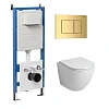 Комплект инсталляции GROSSMAN 900.K31.01.000 с клавишей смыва 700.K31.04.30M.30M золото и унитазом GROSSMAN GR-4455SQ арт.97.4455SQ.04.30M