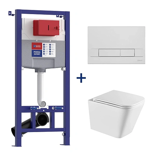 Комплект инсталляции Lemark PENEDA EXPERT с клавишей смыва BIT хром глянец и унитазом FLOREX Торнадо белый глянец 100121423 Комплект инсталляции Lemark PENEDA EXPERT с клавишей смыва BIT хром глянец и унитазом FLOREX Торнадо белый глянец 100121423