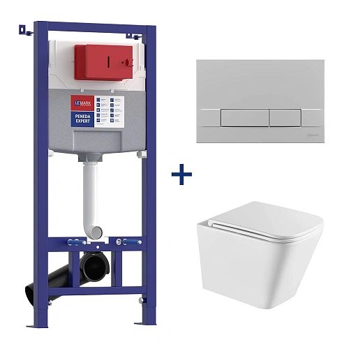 Комплект инсталляции Lemark PENEDA EXPERT с клавишей смыва BIT хром матовый и унитазом FLOREX Торнадо белый глянец 100123425 Комплект инсталляции Lemark PENEDA EXPERT с клавишей смыва BIT хром матовый и унитазом FLOREX Торнадо белый глянец 100123425