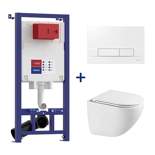 Комплект инсталляции Lemark PENEDA с клавишей смыва BIT белый глянец и унитазом GLAZER Торнадо белый глянец 100804426 Комплект инсталляции Lemark PENEDA с клавишей смыва BIT белый глянец и унитазом GLAZER Торнадо белый глянец 100804426