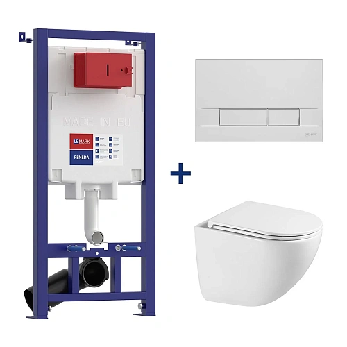 Комплект инсталляции Lemark PENEDA с клавишей смыва BIT хром глянец и унитазом GLAZER Торнадо белый глянец 100801427 Комплект инсталляции Lemark PENEDA с клавишей смыва BIT хром глянец и унитазом GLAZER Торнадо белый глянец 100801427