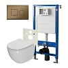Комплект инсталляции Point Элемент PN45120 с клавишей смыва Афина, бронза брашированная, PN44041BB и унитазом Афина с сиденьем микролифт PN41041