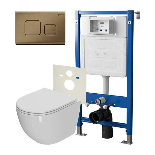 Комплект инсталляции Point Элемент PN45120 с клавишей смыва Афина, бронза брашированная, PN44041BB и унитазом Афина с сиденьем микролифт PN41041 Комплект инсталляции Point Элемент PN45120 с клавишей смыва Афина, бронза брашированная, PN44041BB и унитазом Афина с сиденьем микролифт PN41041