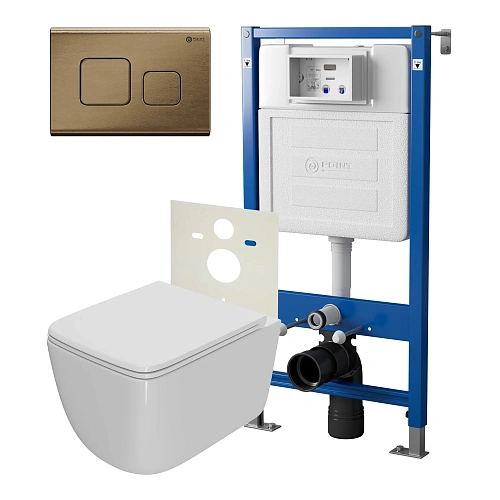 Комплект инсталляции Point Элемент PN45120 с клавишей смыва Афина, бронза брашированная, PN44041BB и унитазом Меркурий с сиденьем микролифт белый PN41831 Комплект инсталляции Point Элемент PN45120 с клавишей смыва Афина, бронза брашированная, PN44041BB и унитазом Меркурий с сиденьем микролифт белый PN41831