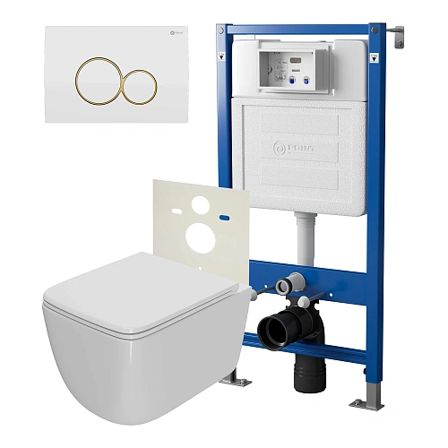 Комплект инсталляции Point Элемент PN45120 с клавишей смыва Виктория, белая/золото, PN44061WG и унитазом Меркурий с сиденьем микролифт белый PN41831 Комплект инсталляции Point Элемент PN45120 с клавишей смыва Виктория, белая/золото, PN44061WG и унитазом Меркурий с сиденьем микролифт белый PN41831
