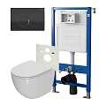 Комплект инсталляции Point Элемент PN45120 с клавишей смыва Виктория, черная/хром, PN44061BC и унитазом Афина с сиденьем микролифт PN41041 Комплект инсталляции Point Элемент PN45120 с клавишей смыва Виктория, черная/хром, PN44061BC и унитазом Афина с сиденьем микролифт PN41041