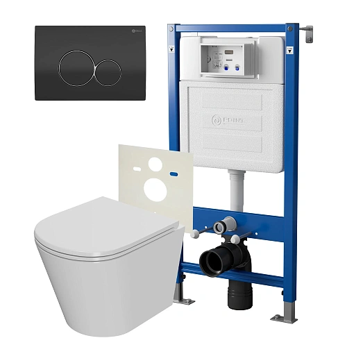 Комплект инсталляции Point Элемент PN45120 с клавишей смыва Виктория, черная/хром, PN44061BC и унитазом Виктория с сиденьем микролифт PN41061 Комплект инсталляции Point Элемент PN45120 с клавишей смыва Виктория, черная/хром, PN44061BC и унитазом Виктория с сиденьем микролифт PN41061