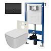 Комплект инсталляции Point Элемент PN45120 с клавишей смыва Виктория, черная/хром, PN44061BC и унитазом Меркурий с сиденьем микролифт белый PN41831