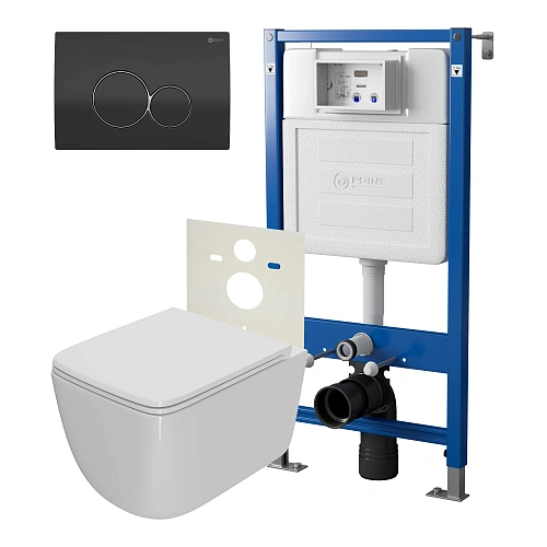 Комплект инсталляции Point Элемент PN45120 с клавишей смыва Виктория, черная/хром, PN44061BC и унитазом Меркурий с сиденьем микролифт белый PN41831 Комплект инсталляции Point Элемент PN45120 с клавишей смыва Виктория, черная/хром, PN44061BC и унитазом Меркурий с сиденьем микролифт белый PN41831