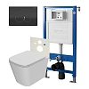 Комплект инсталляции Point Элемент PN45120 с клавишей смыва Виктория, черная/хром, PN44061BC и унитазом Ника с сиденьем микролифт PN41081