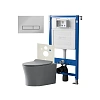 Комплект инсталляции Point Элемент PN45120 с клавишей смыва Меркурий, хром, PN44831C и унитазом Вега сер мат, PN41711GM
