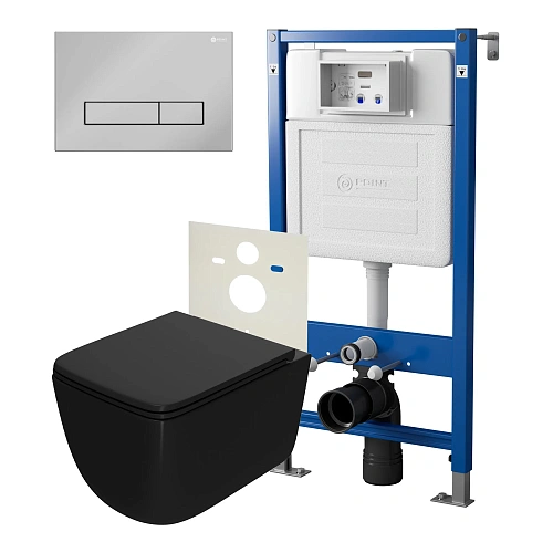 Комплект инсталляции Point Элемент PN45120 с клавишей смыва Меркурий, хром, PN44831C и унитазом Меркурий с сиденьем микролифт чёрн мат. PN41831BM Комплект инсталляции Point Элемент PN45120 с клавишей смыва Меркурий, хром, PN44831C и унитазом Меркурий с сиденьем микролифт чёрн мат. PN41831BM