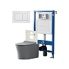 Комплект инсталляции Point Элемент PN45120 с клавишей смыва Ника, белая, PN44081W и унитазом Вега сер мат, PN41711GM