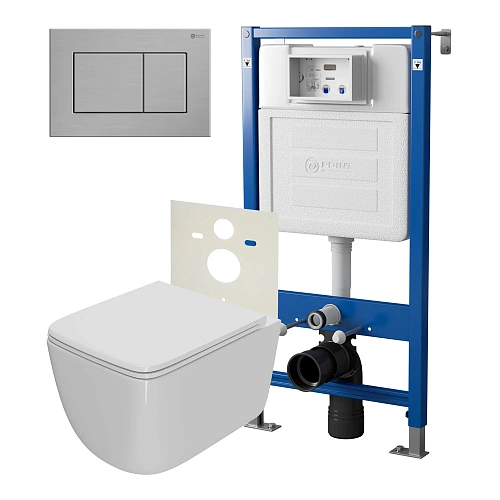 Комплект инсталляции Point Элемент PN45120 с клавишей смыва Ника, нержавеющая сталь, сталь брашированная, PN44081SB и унитазом Меркурий с сиденьем микролифт белый PN41831 Комплект инсталляции Point Элемент PN45120 с клавишей смыва Ника, нержавеющая сталь, сталь брашированная, PN44081SB и унитазом Меркурий с сиденьем микролифт белый PN41831