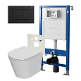 Комплект инсталляции Point Элемент PN45120 с клавишей смыва Ника, черная матовая, PN44081BM и унитазом Виктория с сиденьем микролифт PN41061 Комплект инсталляции Point Элемент PN45120 с клавишей смыва Ника, черная матовая, PN44081BM и унитазом Виктория с сиденьем микролифт PN41061