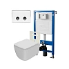Комплект инсталляции Point Элемент П PN45121 с клавишей смыва Венера, белый/хром, PN44071WC и унитазом Меркурий с сиденьем микролифт белый матовый PN41831WM