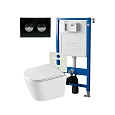 Комплект инсталляции Point Элемент П PN45121 с клавишей смыва Венера, черный/хром, PN44072BC и унитазом Венера белый, с сиденьем микролифт PN41071 Комплект инсталляции Point Элемент П PN45121 с клавишей смыва Венера, черный/хром, PN44072BC и унитазом Венера белый, с сиденьем микролифт PN41071