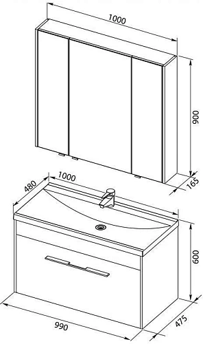 Комплект мебели Aquanet Августа 100 белый (ручка хром) 00287677 Комплект мебели Aquanet Августа 100 белый (ручка хром) 00287677