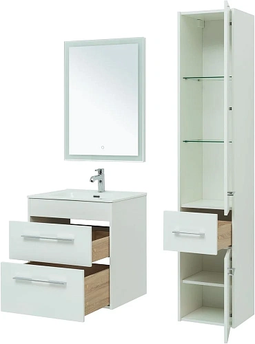 Комплект мебели Aquanet Августа 60 белый (ручка хром) 00281158 Комплект мебели Aquanet Августа 60 белый (ручка хром) 00281158