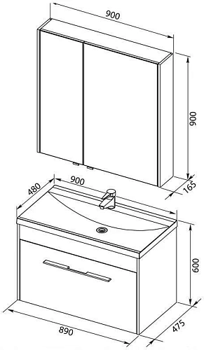 Комплект мебели Aquanet Августа 90 белый (ручка хром) 00287685 Комплект мебели Aquanet Августа 90 белый (ручка хром) 00287685