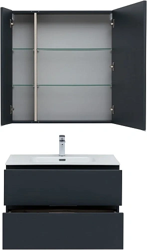 Комплект мебели Aquanet Алвита New 80 2 ящика, антрацит 00274200 Комплект мебели Aquanet Алвита New 80 2 ящика, антрацит 00274200