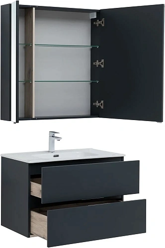 Комплект мебели Aquanet Алвита New 80 2 ящика, антрацит 00274200 Комплект мебели Aquanet Алвита New 80 2 ящика, антрацит 00274200