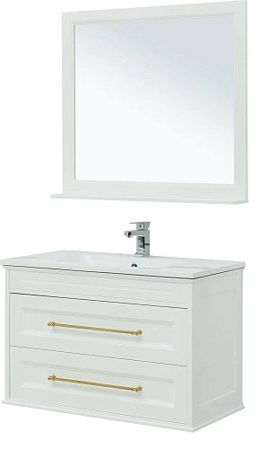 Комплект мебели Aquanet Бостон М 100 белый ручки золото лит. мрамор 00281192 Комплект мебели Aquanet Бостон М 100 белый ручки золото лит. мрамор 00281192