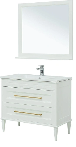 Комплект мебели Aquanet Бостон М 100 белый ручки золото лит. мрамор 00281192 Комплект мебели Aquanet Бостон М 100 белый ручки золото лит. мрамор 00281192