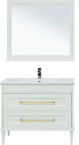 Комплект мебели Aquanet Бостон М 100 белый ручки золото лит. мрамор 00281192 Комплект мебели Aquanet Бостон М 100 белый ручки золото лит. мрамор 00281192