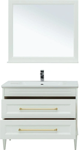 Комплект мебели Aquanet Бостон М 100 белый ручки золото лит. мрамор 00281192 Комплект мебели Aquanet Бостон М 100 белый ручки золото лит. мрамор 00281192