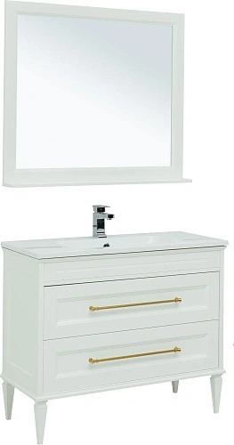 Комплект мебели Aquanet Бостон М 100 белый ручки золото лит. мрамор 00281192 Комплект мебели Aquanet Бостон М 100 белый ручки золото лит. мрамор 00281192