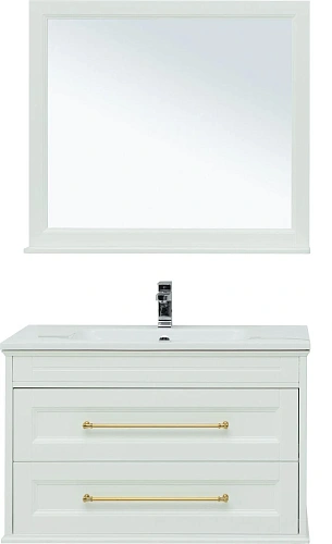 Комплект мебели Aquanet Бостон М 100 белый ручки золото лит. мрамор 00281192 Комплект мебели Aquanet Бостон М 100 белый ручки золото лит. мрамор 00281192