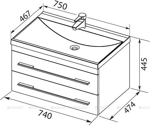 Комплект мебели Aquanet Верона 75 New черный матовый 00281105 Комплект мебели Aquanet Верона 75 New черный матовый 00281105