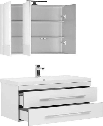Комплект мебели Aquanet Верона NEW 100 белый (подвесной 2 ящика) 00230318 Комплект мебели Aquanet Верона NEW 100 белый (подвесной 2 ящика) 00230318