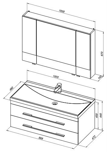Комплект мебели Aquanet Нота NEW 100 белый (камерино) 00230303 Комплект мебели Aquanet Нота NEW 100 белый (камерино) 00230303