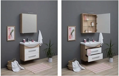 Комплект мебели Aquanet Остин 75 дуб сонома/белый 00252217 Комплект мебели Aquanet Остин 75 дуб сонома/белый 00252217