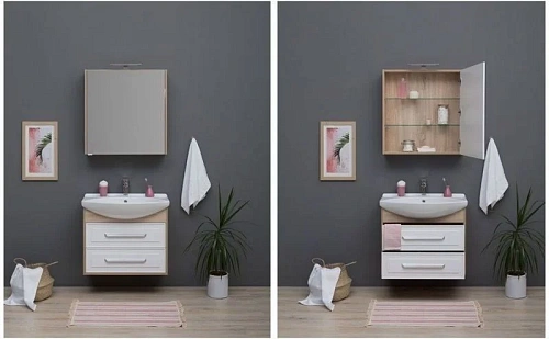 Комплект мебели Aquanet Остин 75 дуб сонома/белый 00252217 Комплект мебели Aquanet Остин 75 дуб сонома/белый 00252217